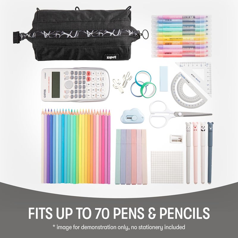 Zipit Lenny Pencil Case, Large Capacity Zipper Pouch for School, Stationery Bag for Teen Girls Boys and Adults, Black - Image 4